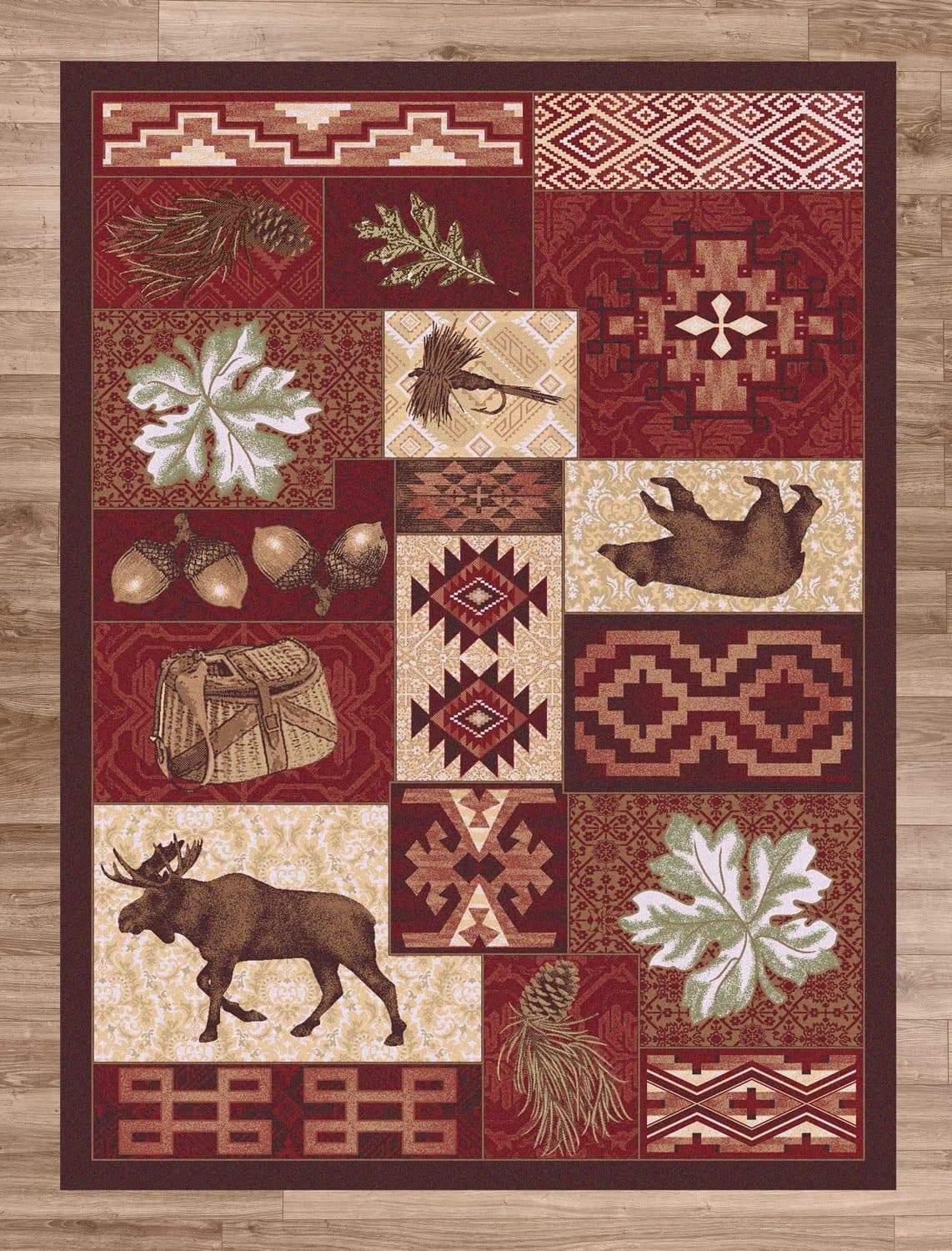 bear moose and nature area rug with Southwestern designs made in the USA - Your Western Decor