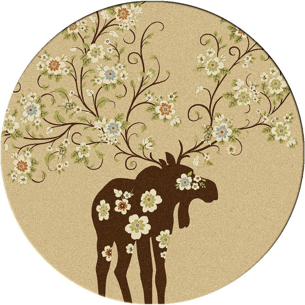 Moose Blossom Round Area Rug in Natural made in the USA - Your Western Decor