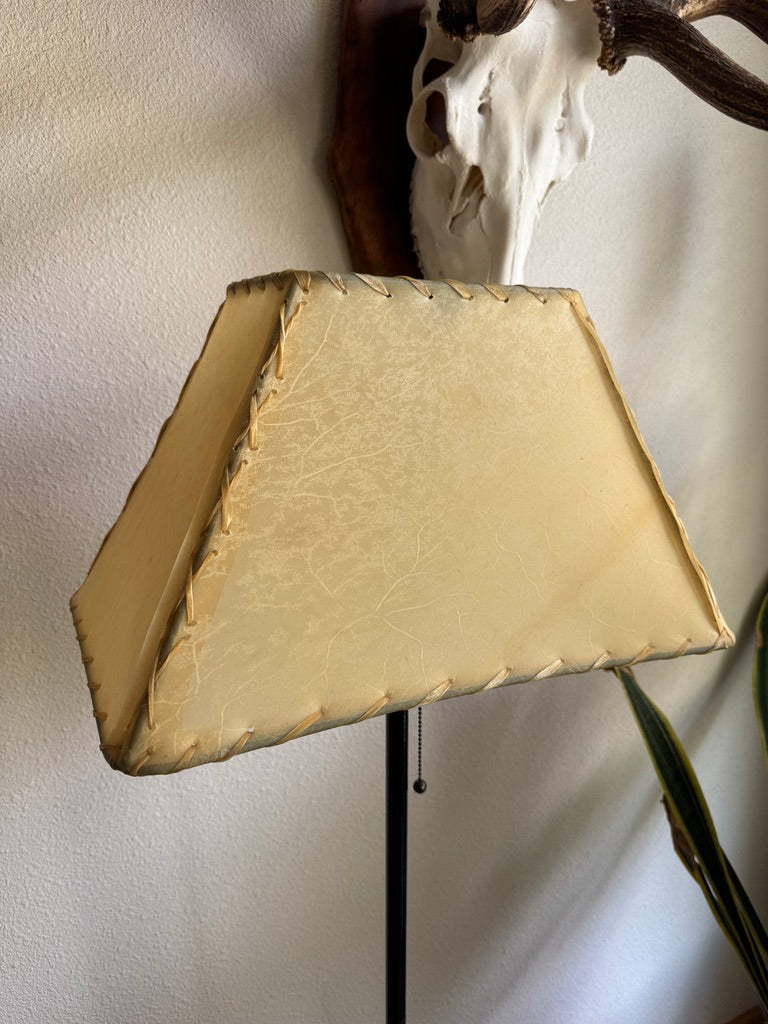 Natural rawhide lamp shade angled image