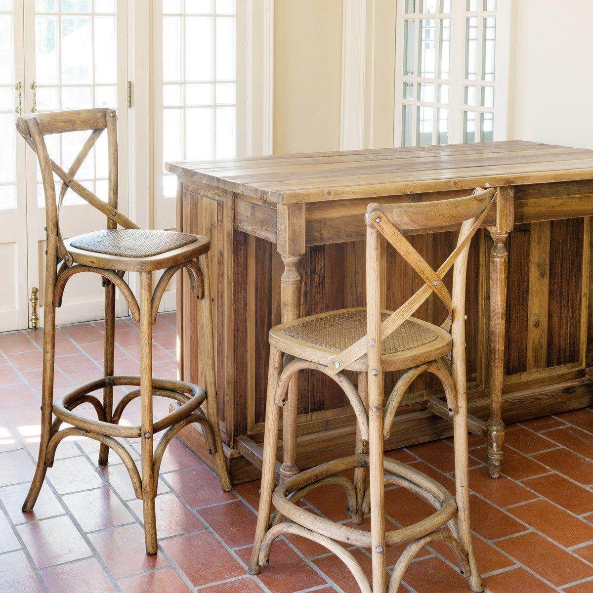 Oak Cross Back Bar Chair | Rustic Dining | Your Western Decor