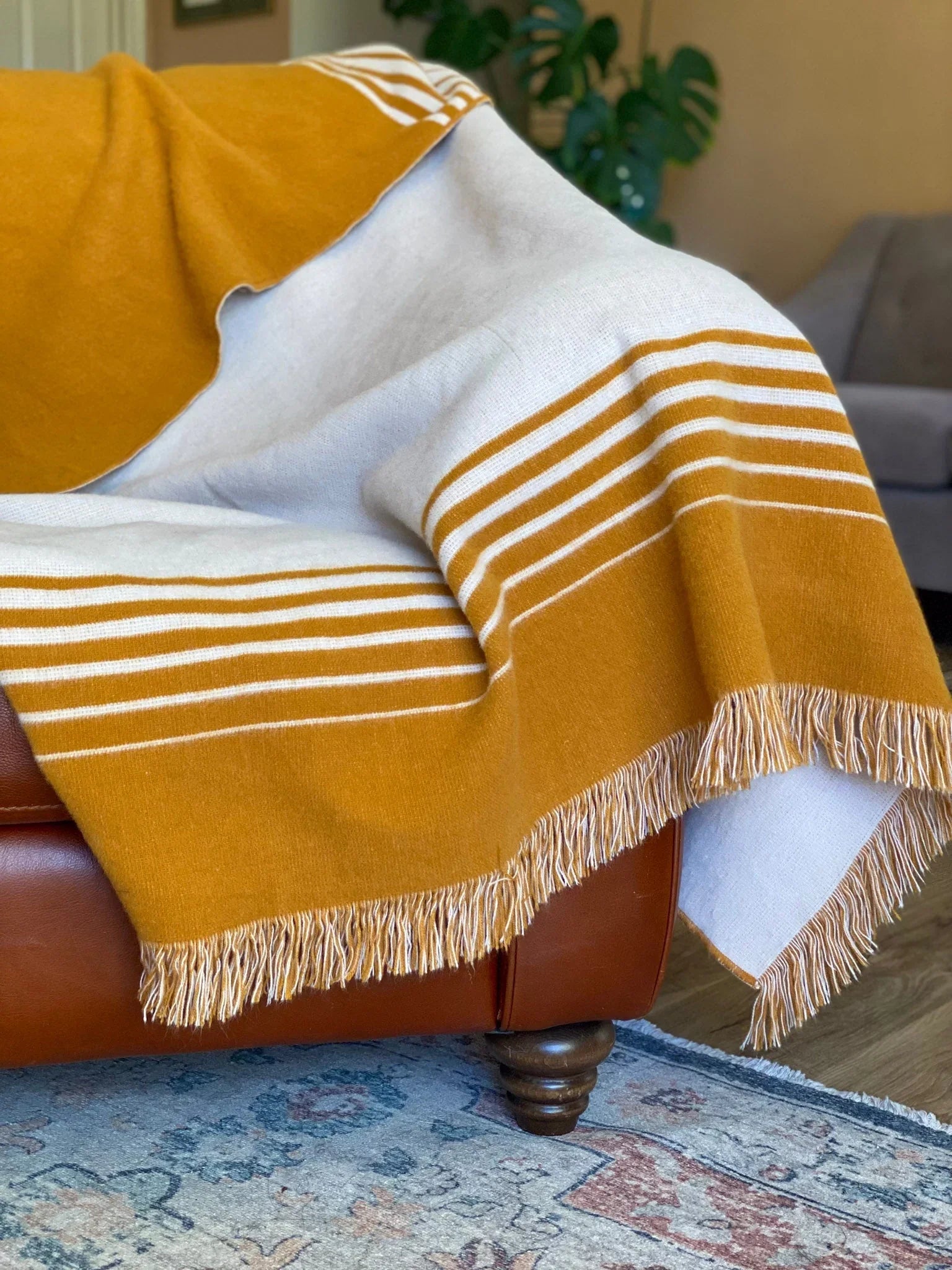 Gold and beige color ultra plush throw blanket - Your Western Decor