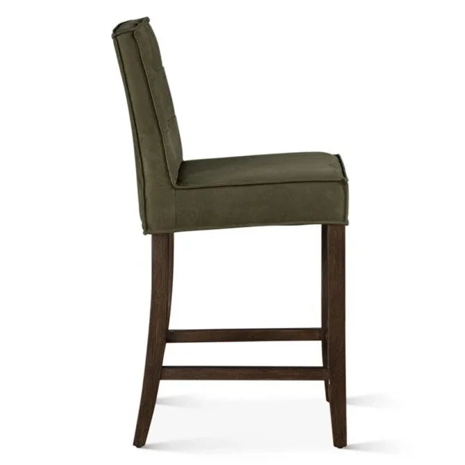 Olivia green suede upholstered counter chair - Your Western Decor