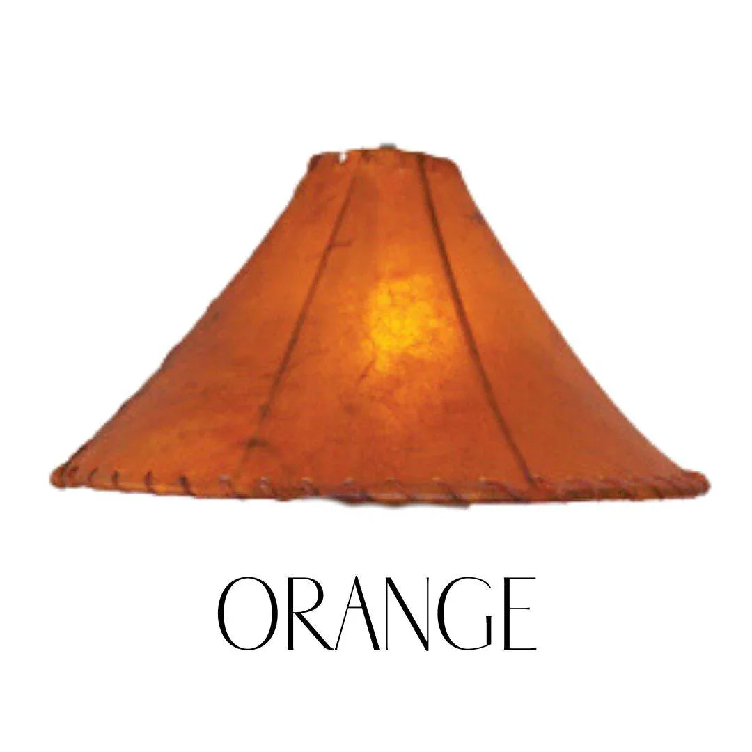 western lighting rawhide shade warm ambient glow lodge style in dyed orange