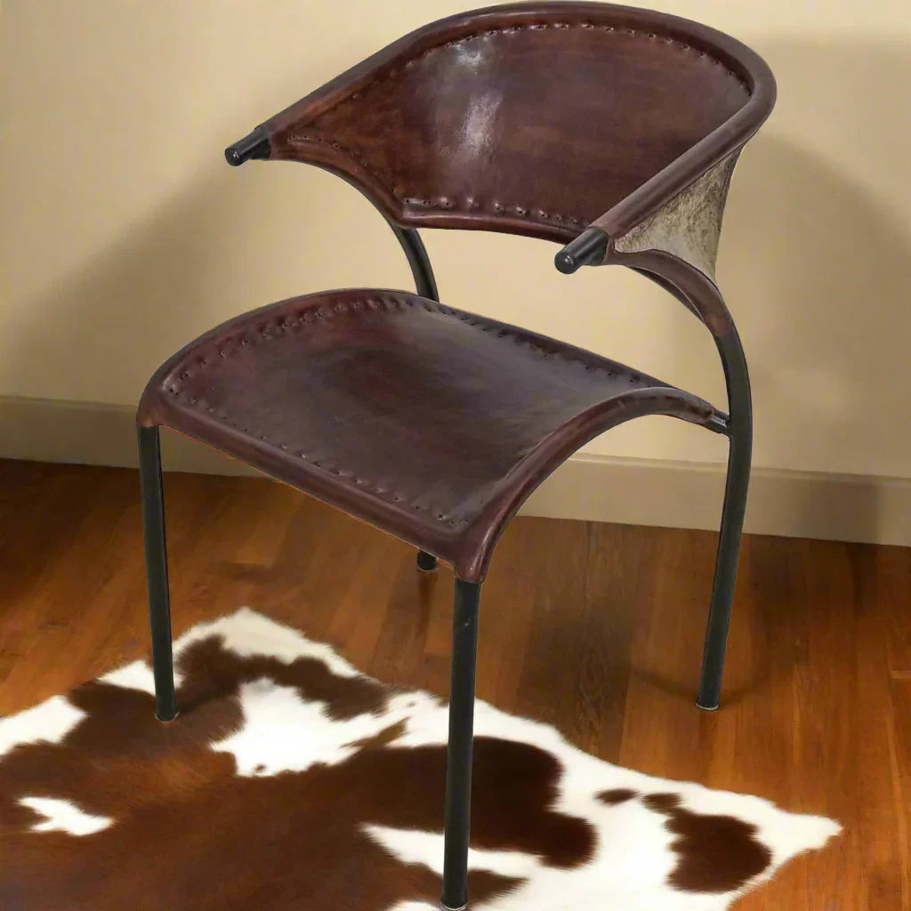 Outpost Leather Accent Chair with Cowhide Back - Your Western Decor
