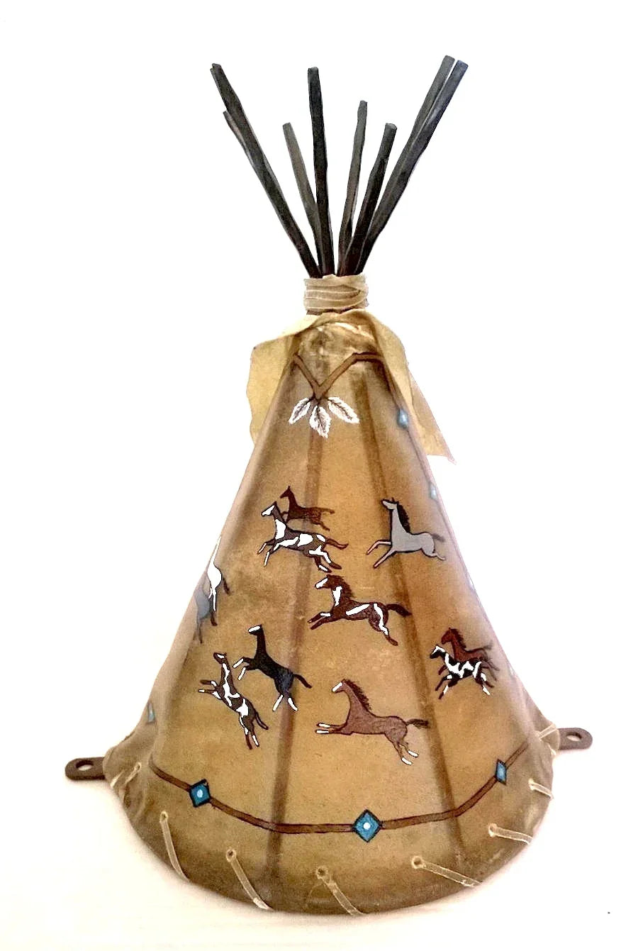 Painted rawhide tipi detail - Your Western Decor