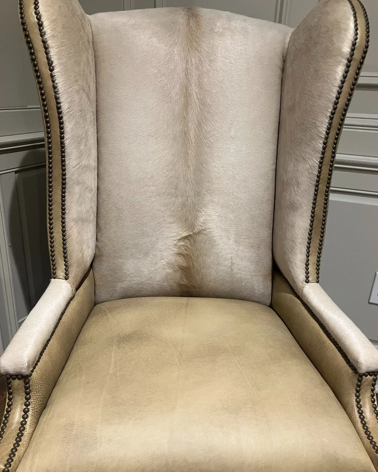 Hand burnished leather seat, palomino cowhide wingback - American made luxury furniture - Your Western Decor