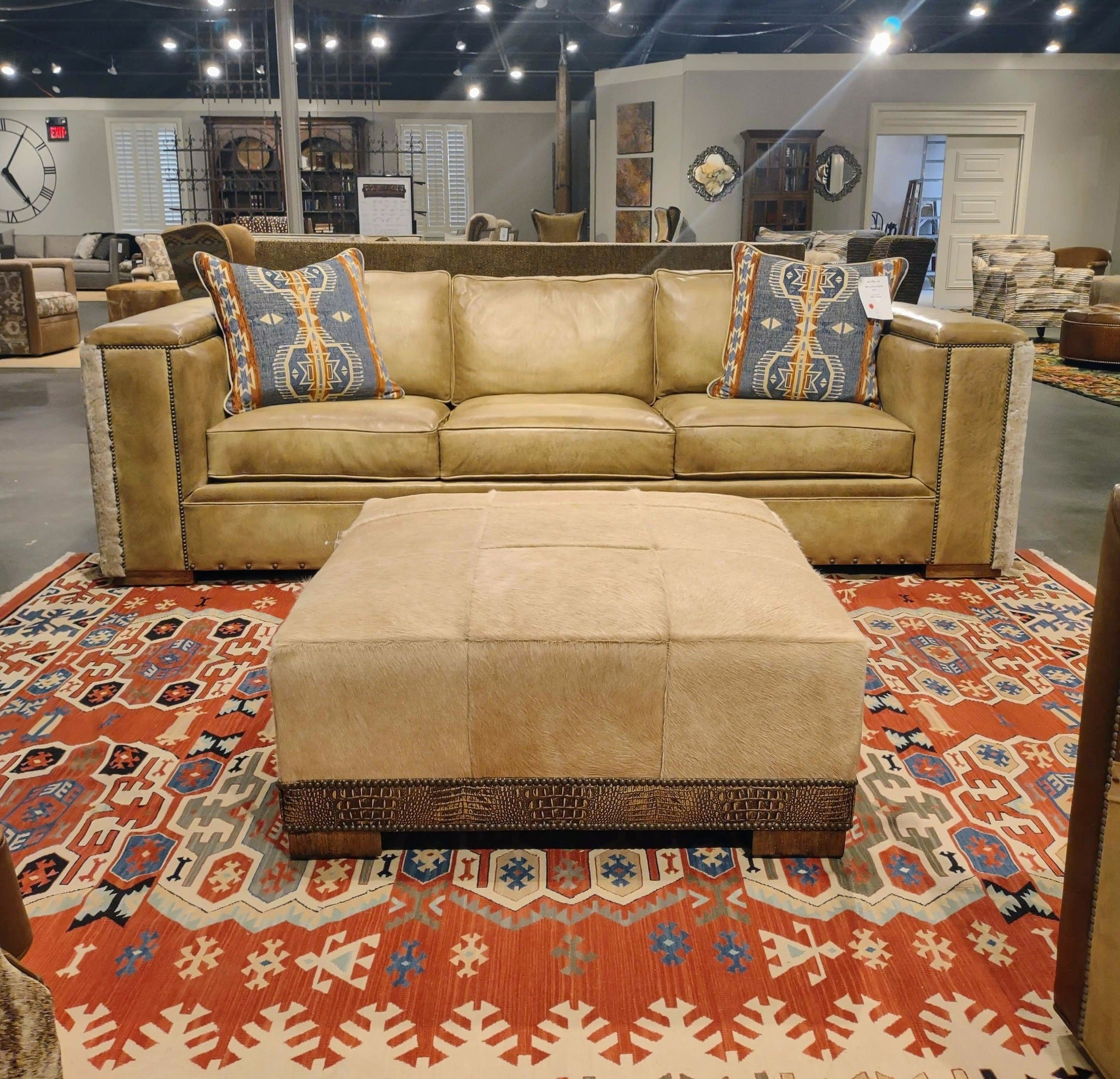 Palomino Panache sofa and palomino cowhide ottoman - Your Western decor