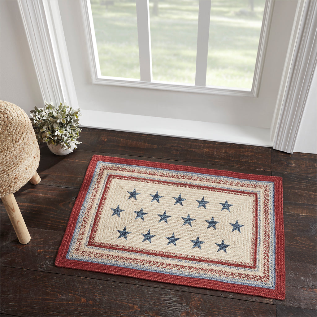 Patriotic Stars Jute Rug w/ Pad - Just Doormats - Your Western Decor