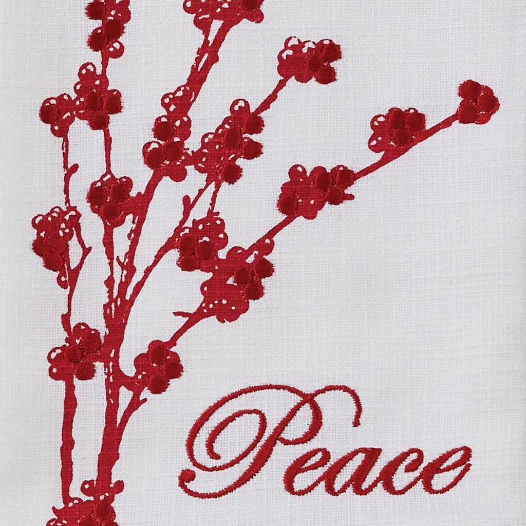 Peace and Berries Embroidered Dish Towels - Christmas kitchen towels - Your Western Decor