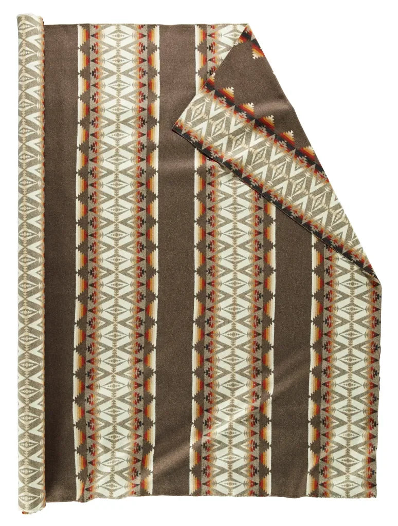 Pendleton upholstery fabric Pacific Crest pattern western wool fabric in brown ivory and rust geometric design