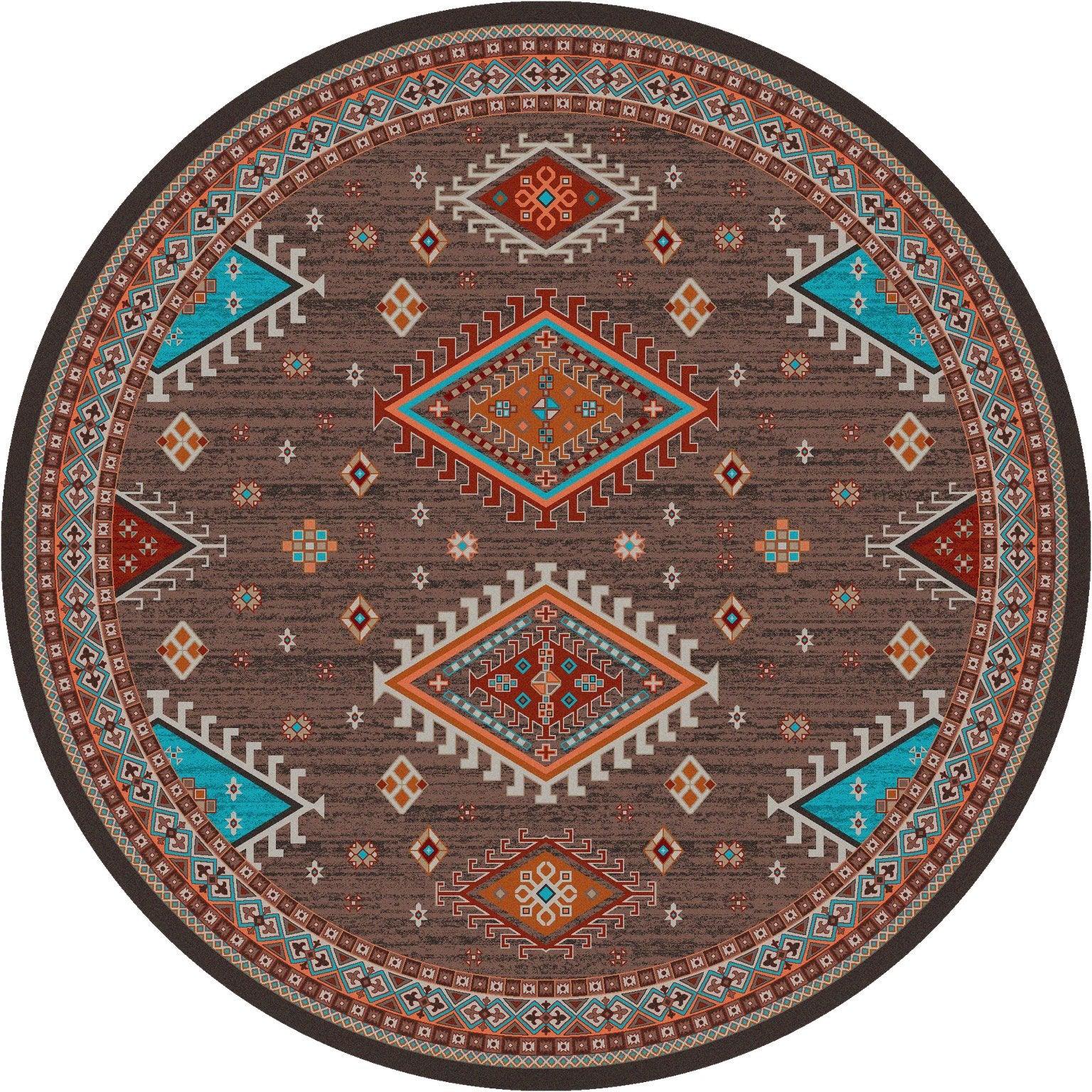 Persian Southwest 8' Round Area Rug - Made in the USA - Your Western Decor, LLC