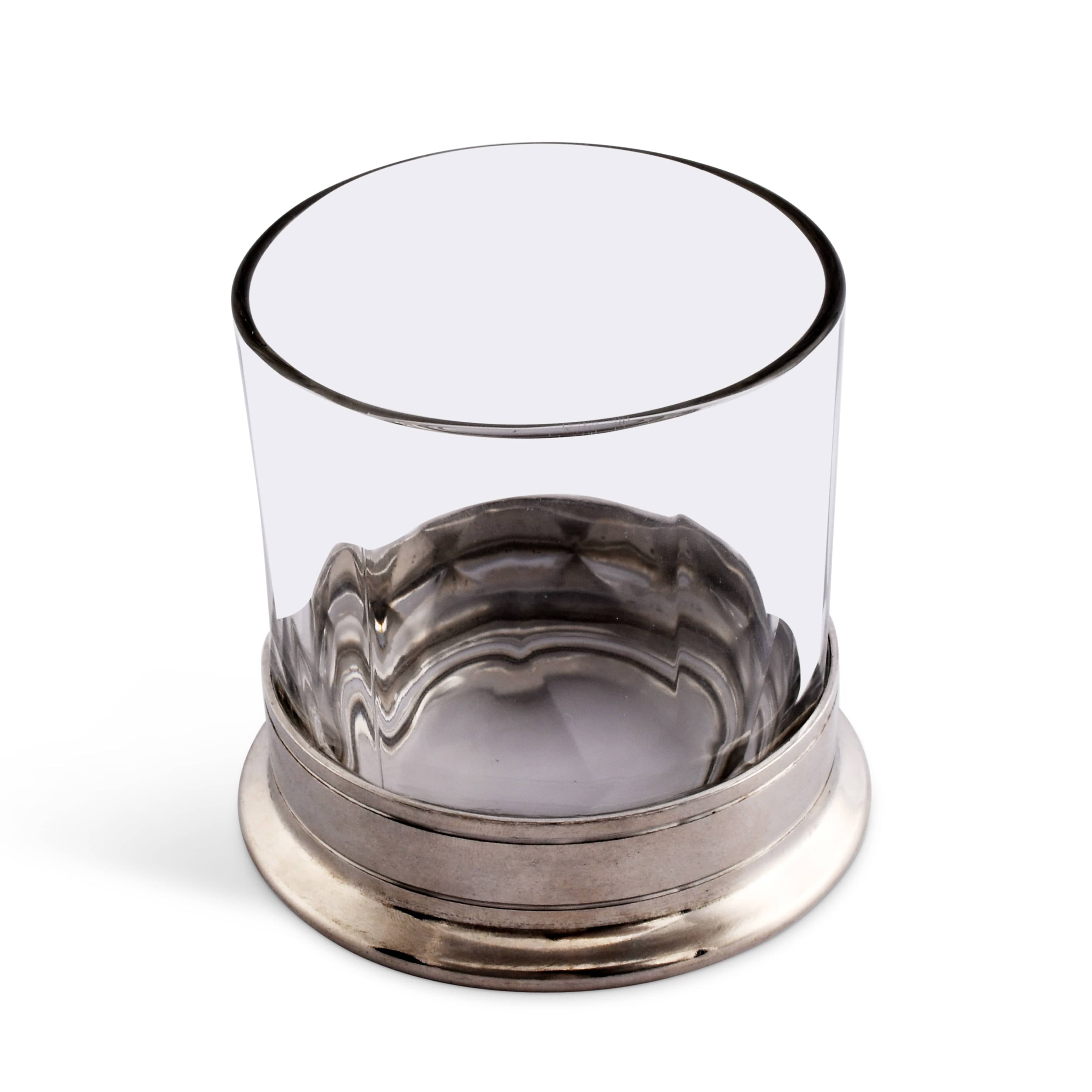 Lowball whiskey glass with pewter bottom - Your Western Decor