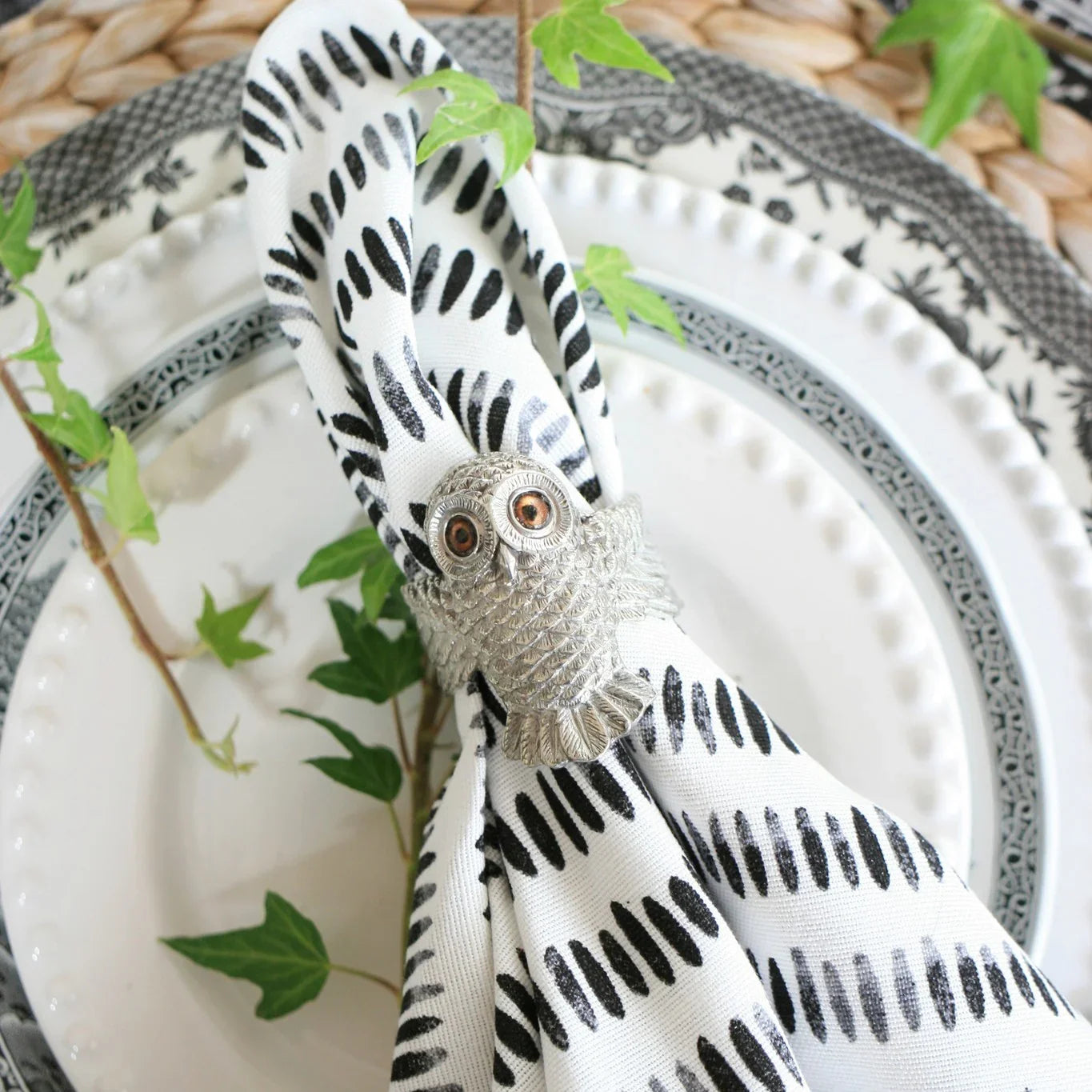 Pewter carved owl napkin ring - Your Western Decor