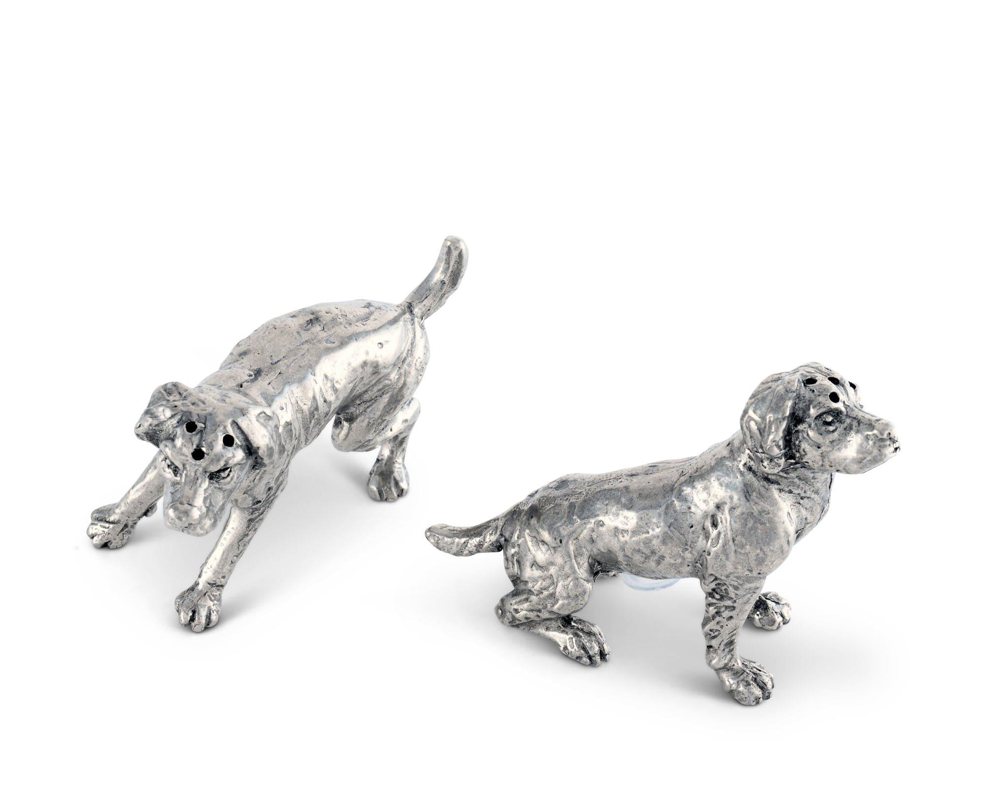 Pewter Spaniel Salt & Pepper Set - pewter cocker spaniel dogs - detailed - Your Western Decor