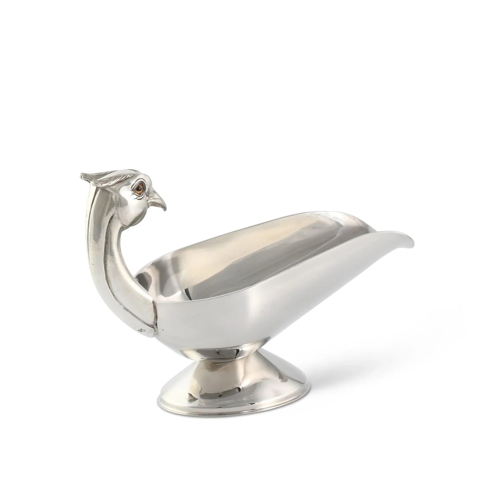 Pheasant Handle Stainless Steel and Pewter Gravy Boat - Your Western Decor