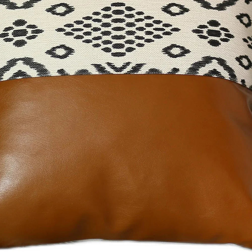 Faux leather and boho fabric pillow cover - Your Western Decor