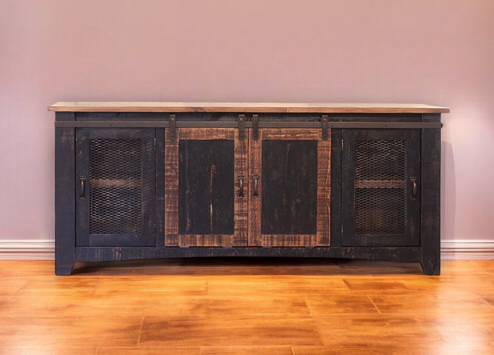 black rustic media cabinet for lodge interiors