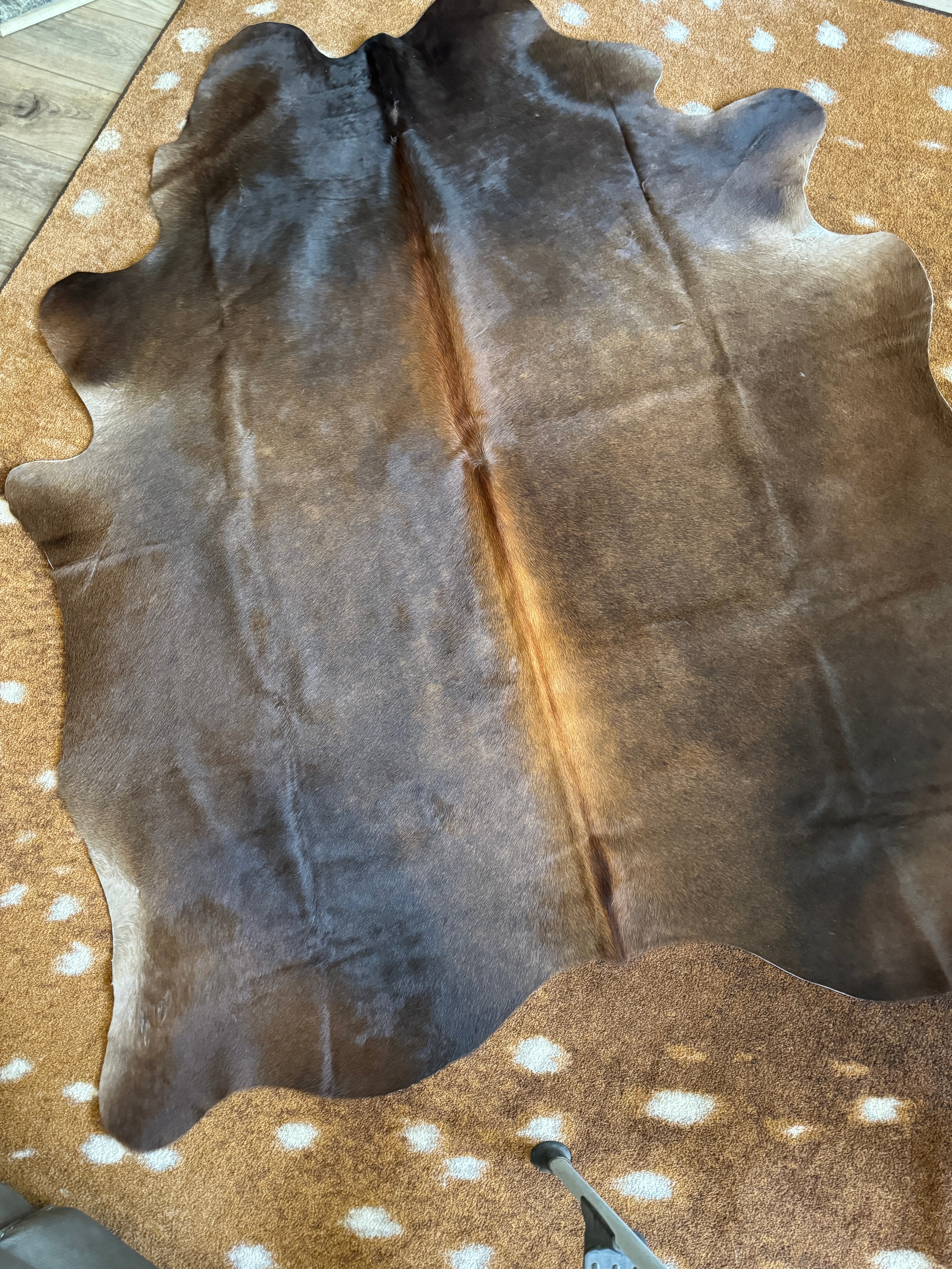 genuine brown cowhide leather rug warm tones natural texture decor