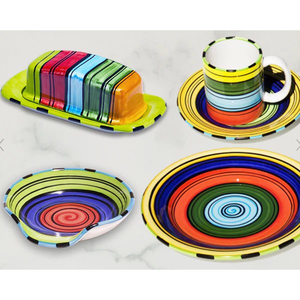 Puebla Stripe Spanish Style Tableware made in the USA - Your Western Decor