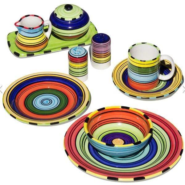 Puebla Stipes Mexican style tableware made in the USA - Your Western Decor