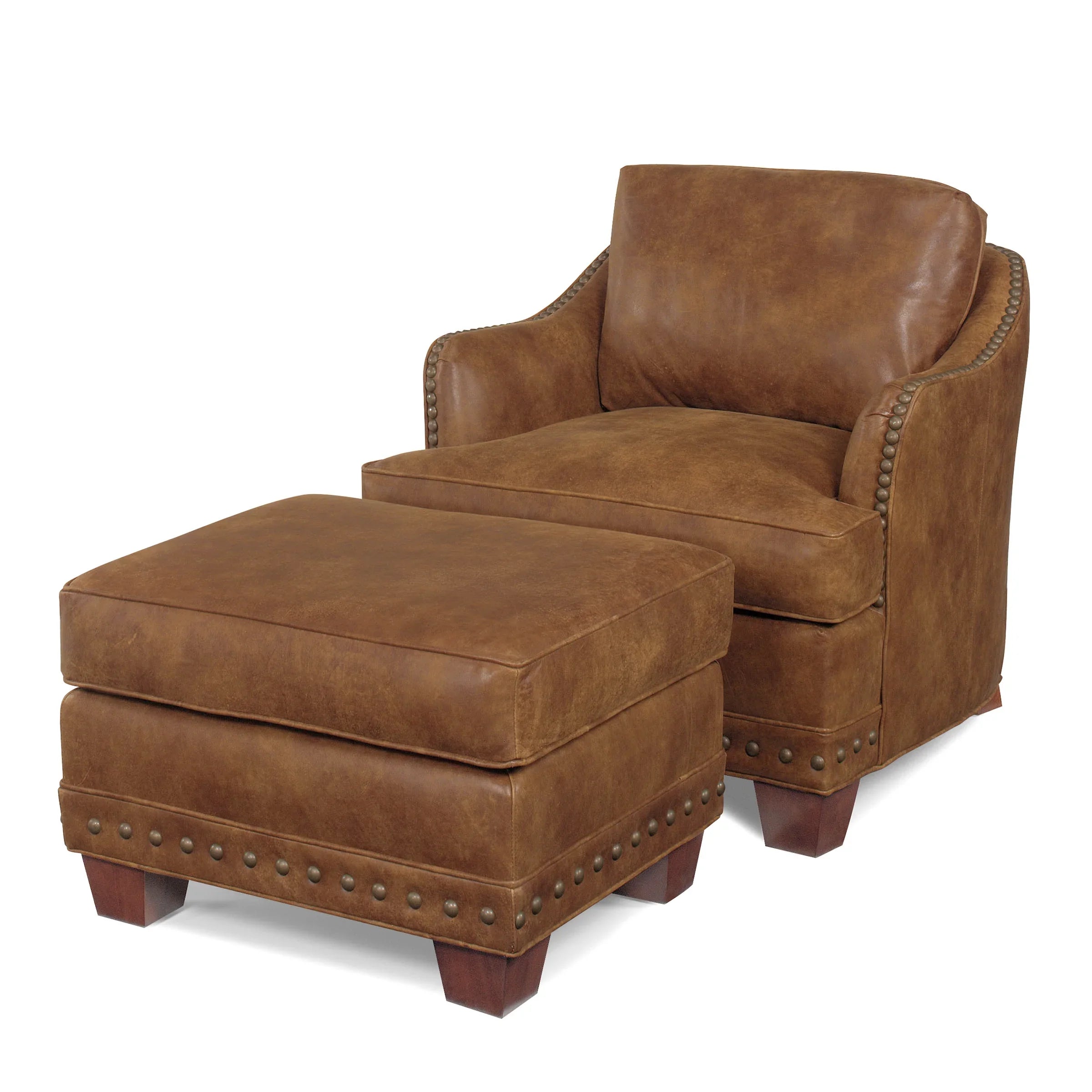 Rambler leather chair and ottoman made in the USA - Your Western Decor