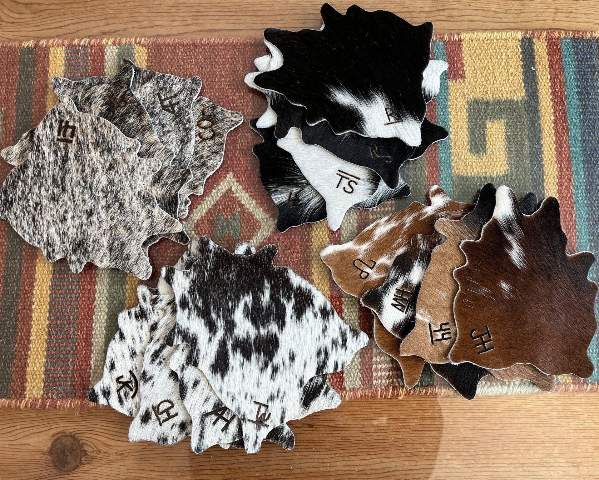 Custom branded cowhide coaster sets by Your Western Decor