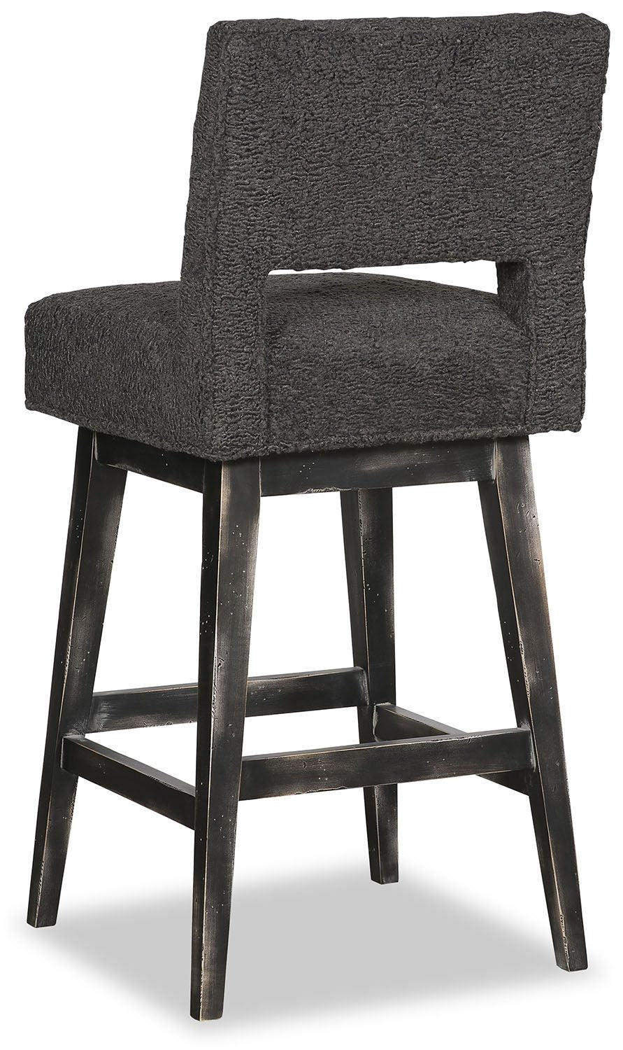 luxury ranch kitchen black bar seating with faux shearling chunky velvet upholstery