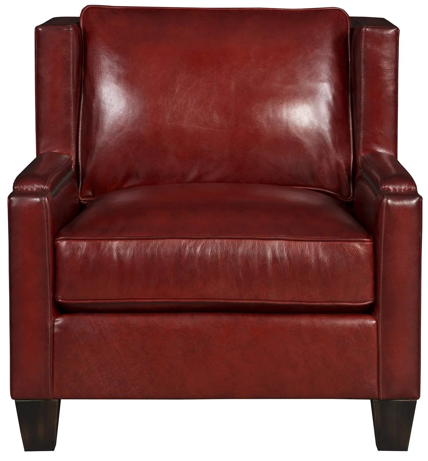 Front view of red leather chair - Your Western Decor