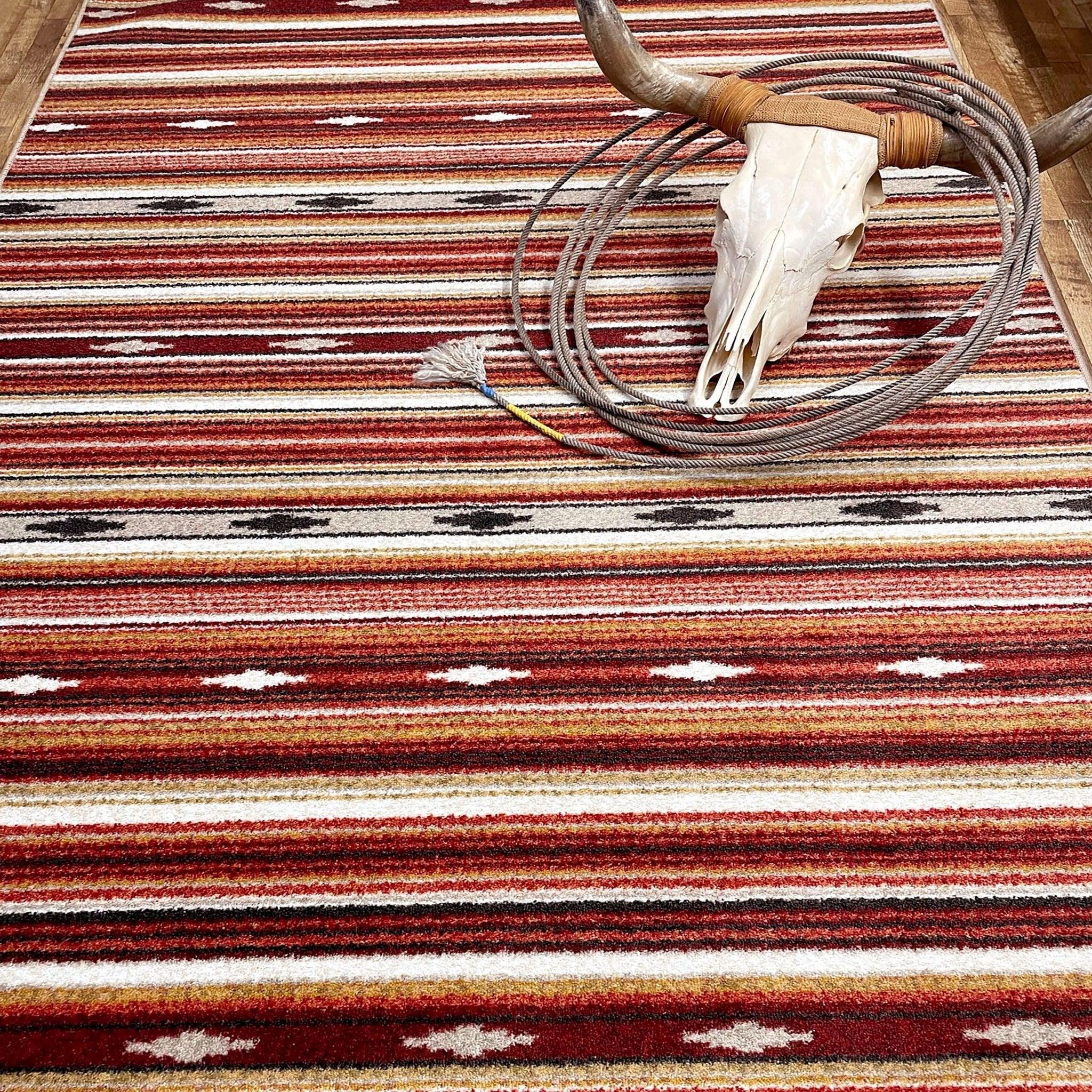 Remington Multi Red Stripe Area Rug made in the USA - Your Western Decor