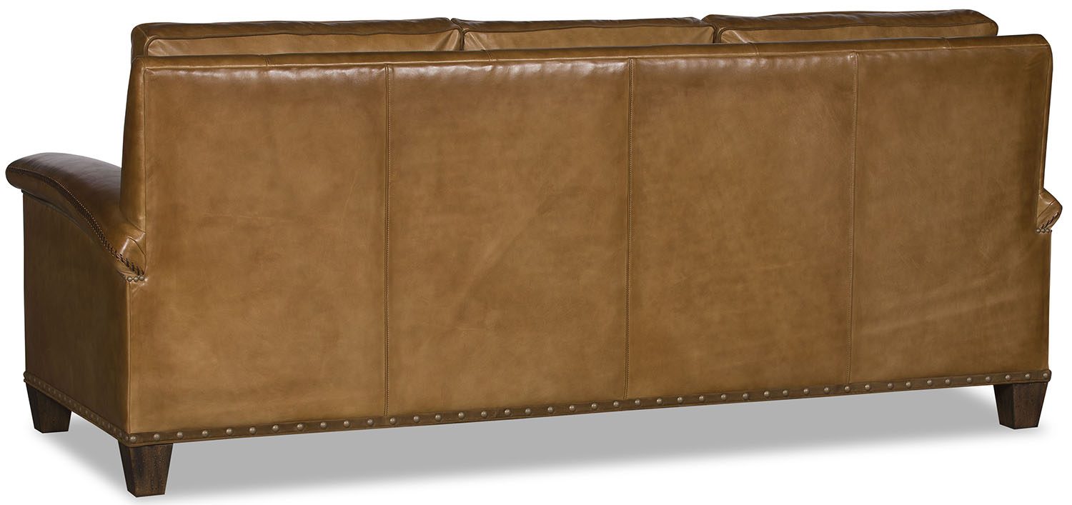American made whiskey brown leather sofa for rustic ranch and lodge interiors