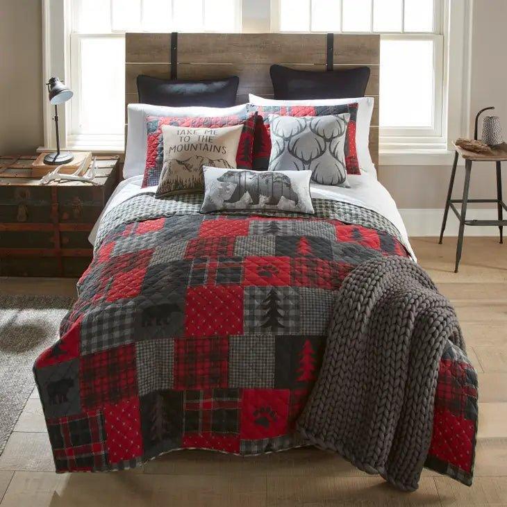 Reversible lodge plaid quilt set - Your Western Decor