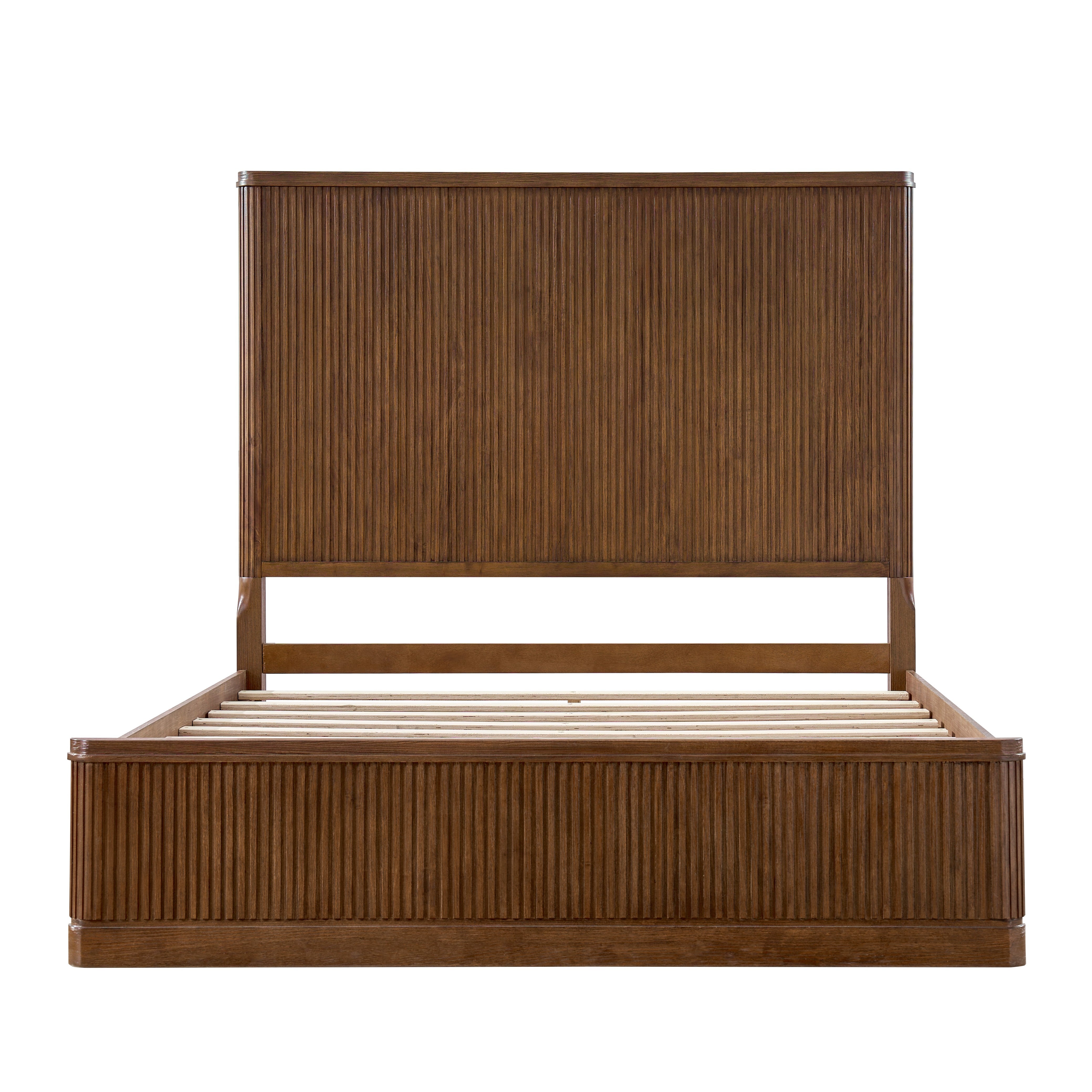 Ridgeline walnut wood bed front view