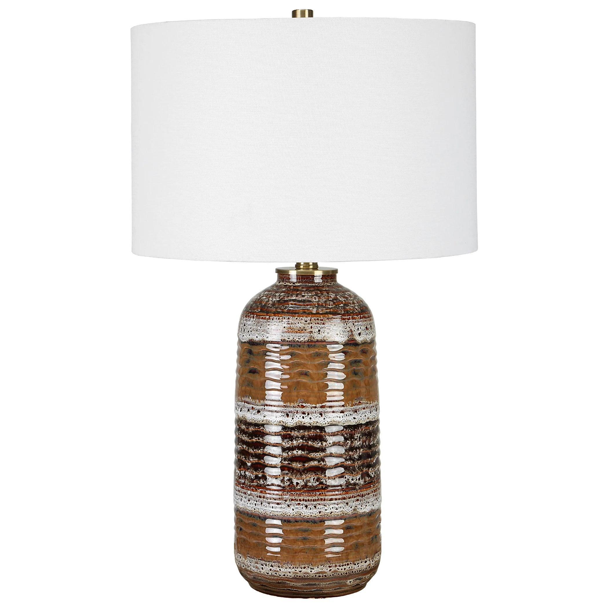 Roan Ceramic Table Lamp with White Fabric Shade - Your Western Decor