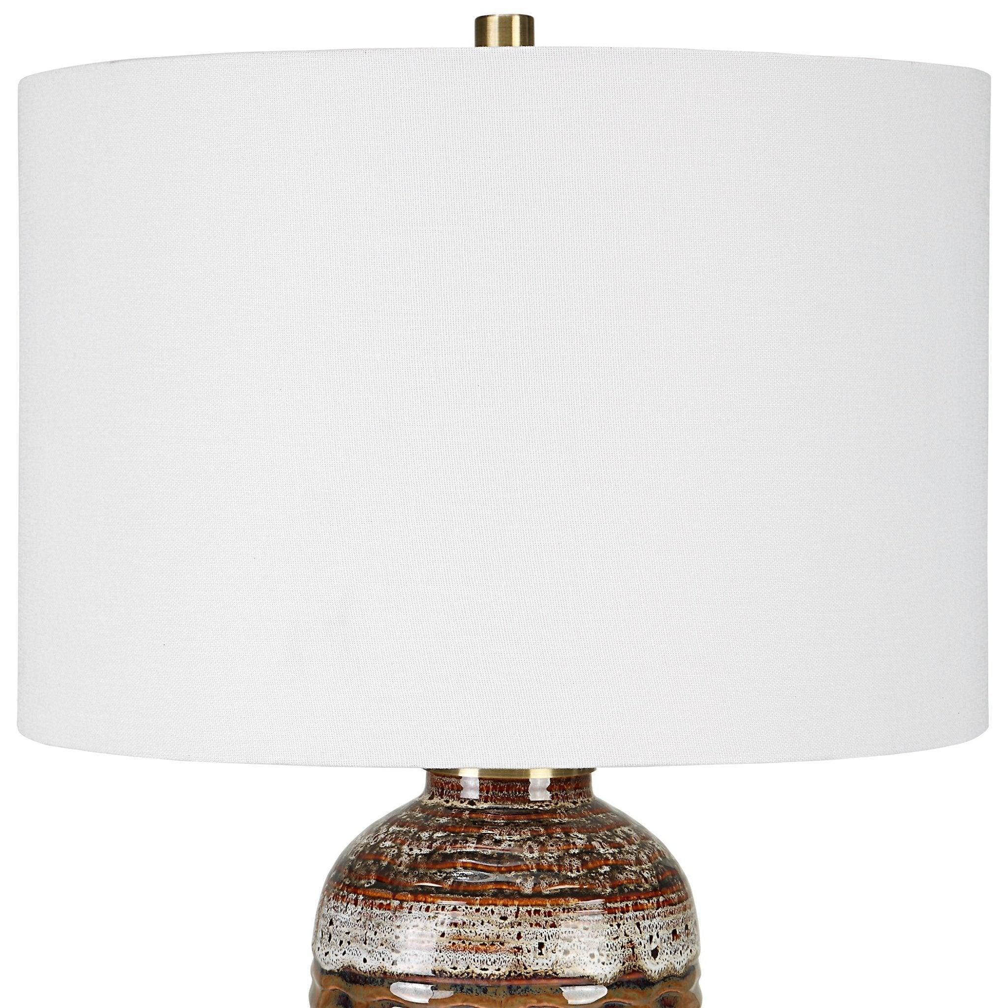 Roan Ceramic Table Lamp with White Fabric Shade - Your Western Decor