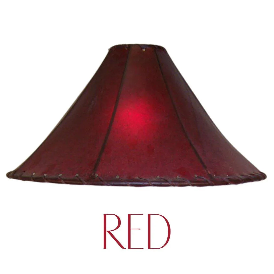 handmade rawhide lamp shade in dyed red for western home decor