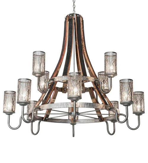 American made, hand crafted 12 light Industrial Steel Barrel Stave Chandelier - Your Western Decor