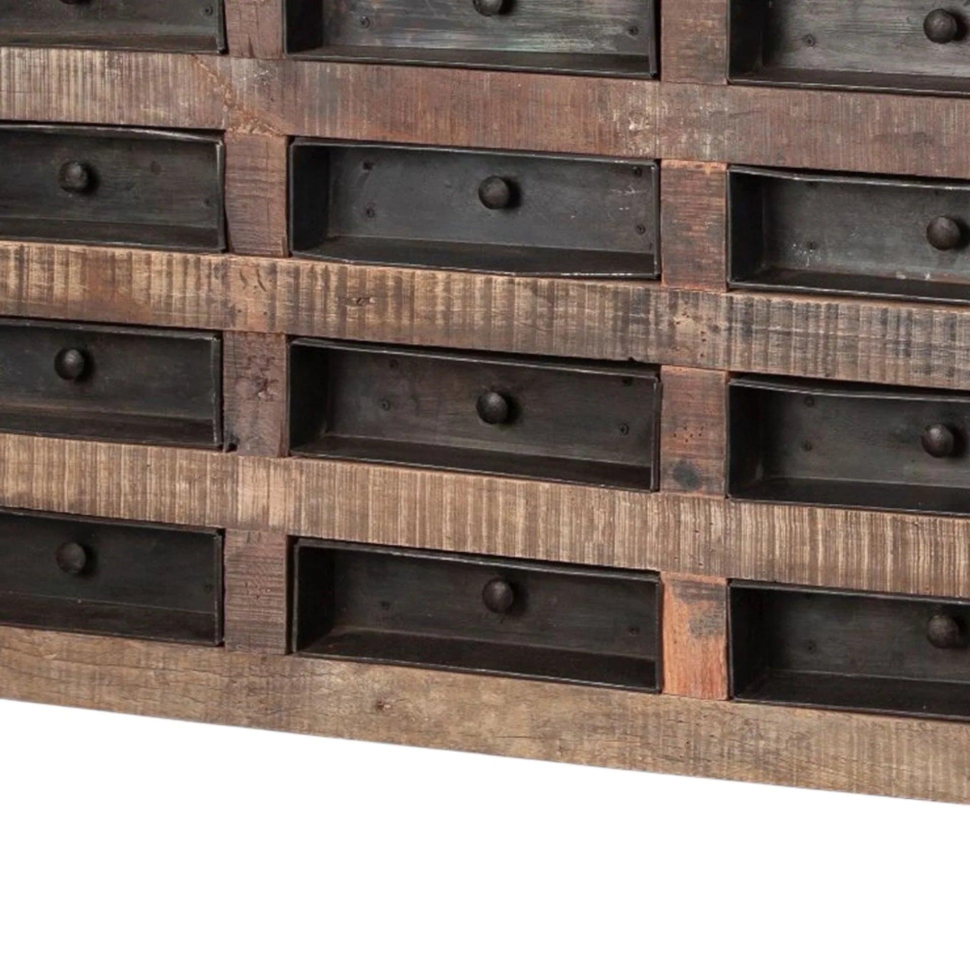 Brown & Black Solid Wood 16 Drawer Sideboard close up - Your Western Decor