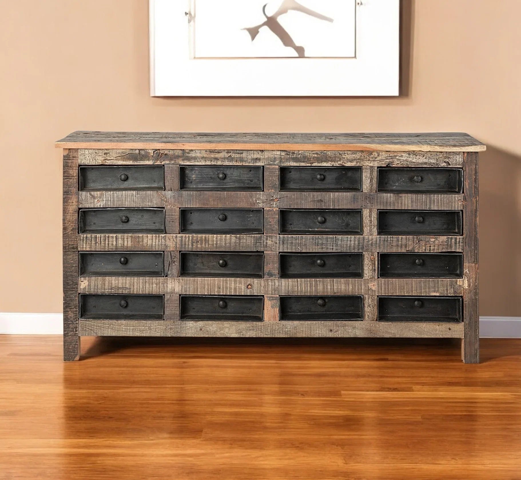 Brown & Black Solid Wood 16 Drawer Sideboard - Your Western Decor