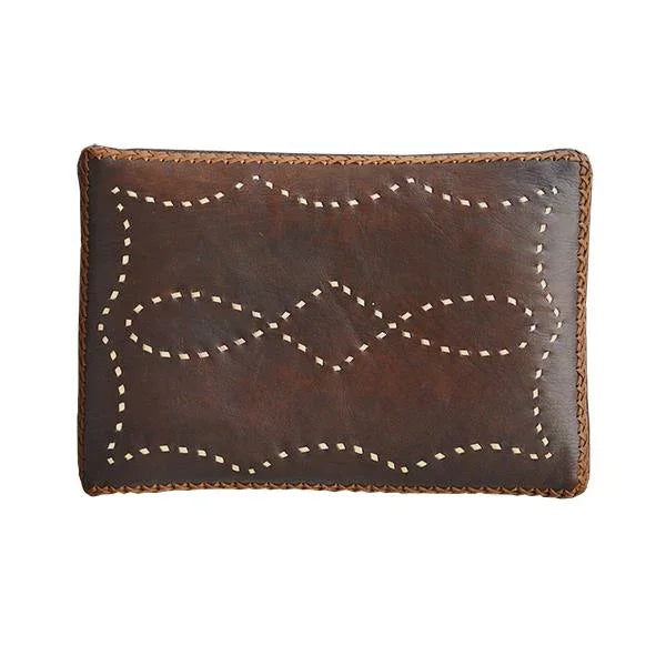 Santa Ana wood saddle bar stool with handmade leather top - Your Western Decor