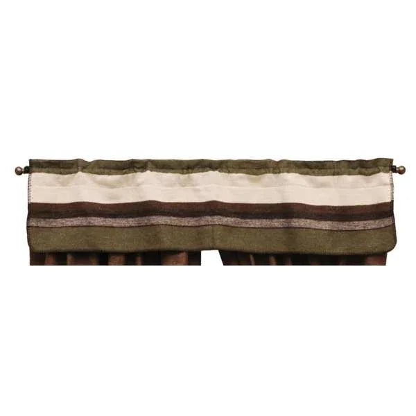 Sage Valley Valance in ivory, sage green, and brown horizontal stripes - Your Western Decor