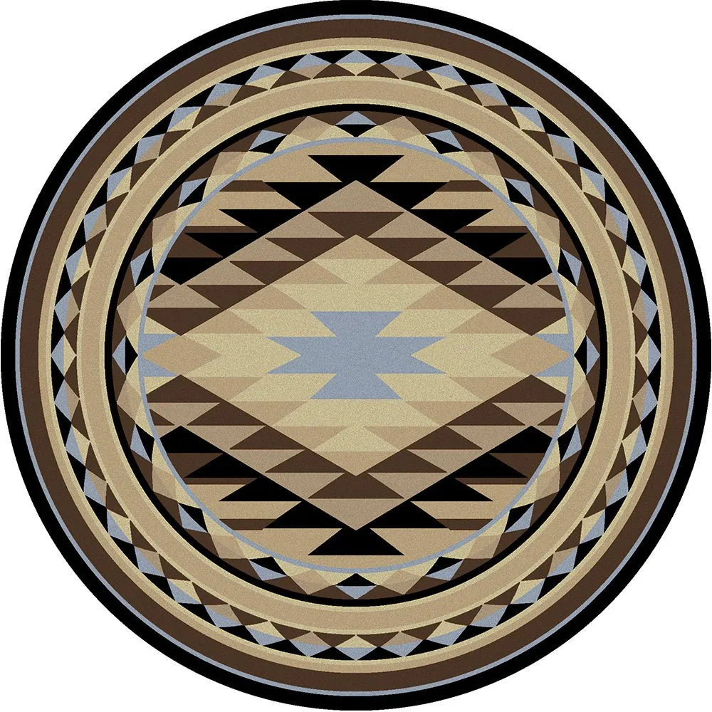 Sallisaw Southwest 8' Round Area Rug with Blue - Made in the USA - Your Western Decor