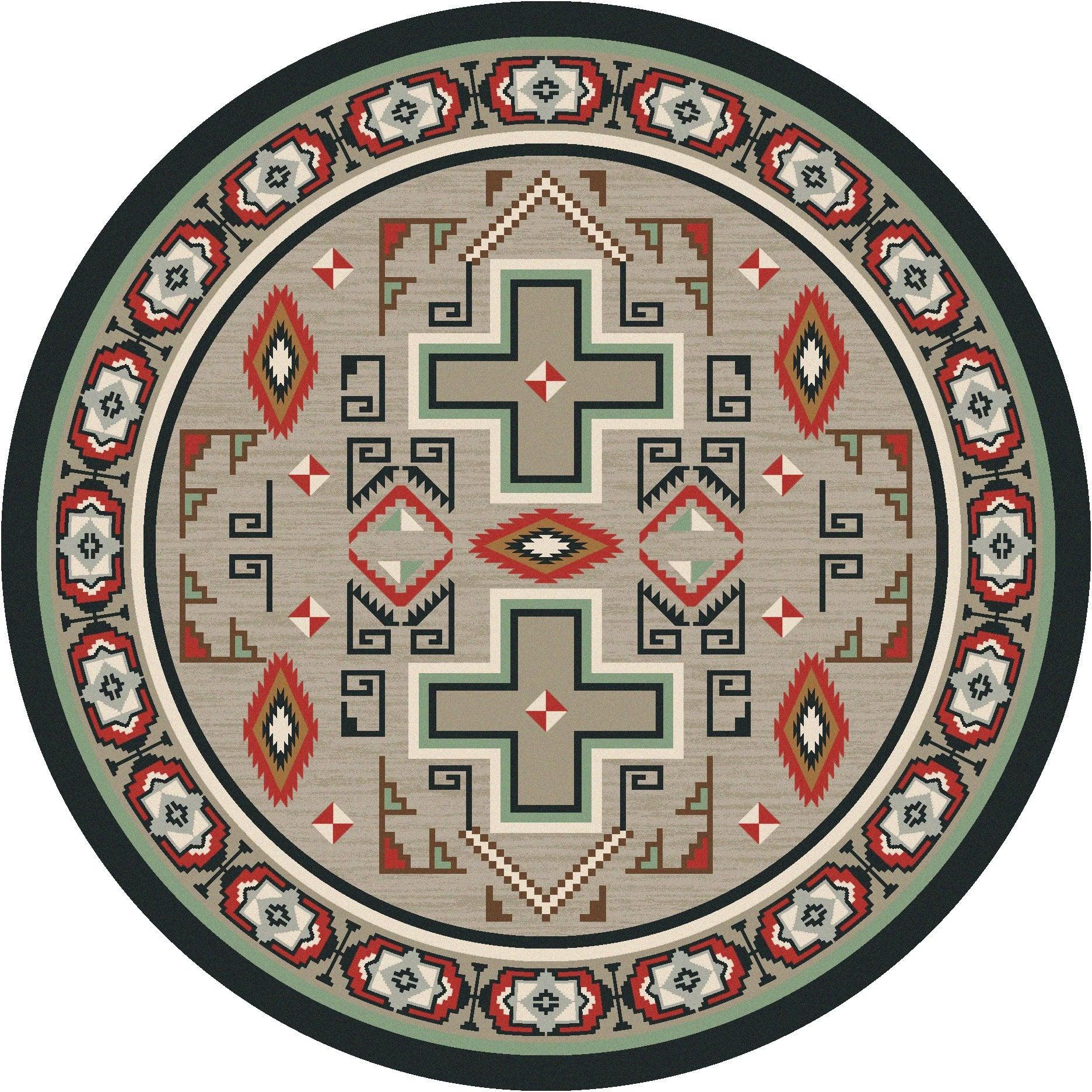 Sawtooth Western Area Rug 8' Round - Made in the USA - Your Western Decor, LLC