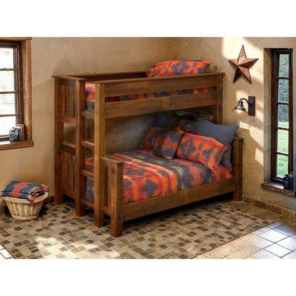 American made Soccora fabric bedding on American made barnwood bunk bed - Your Western Decor