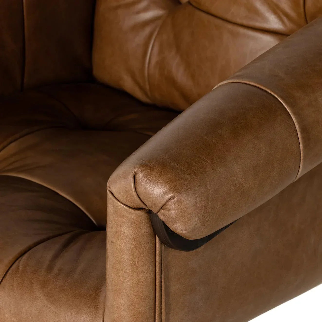 Sonoma Tufted Brown Leather Office Chair arm - Your Western Decor