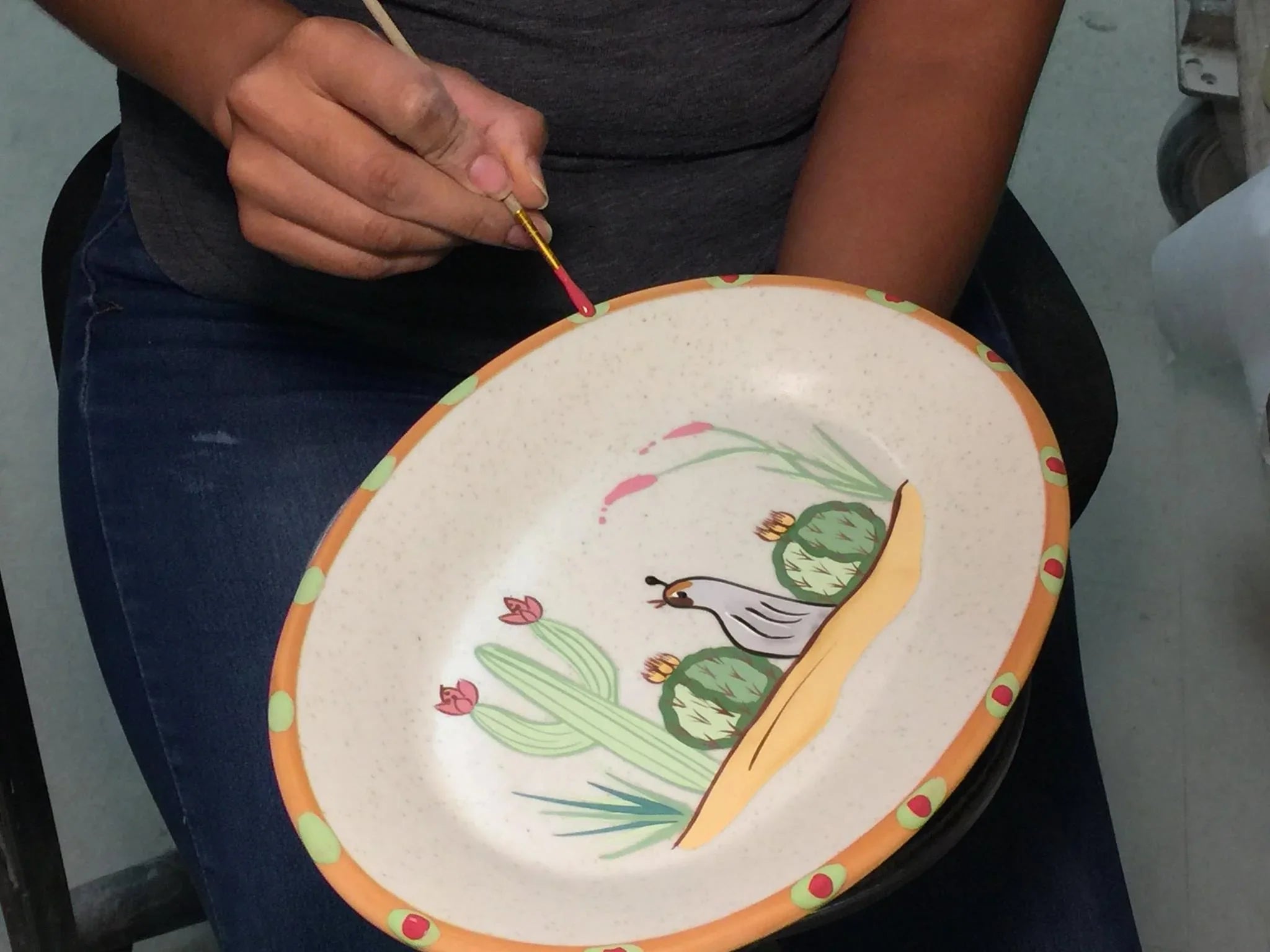 Sonoran desert hand painted oval plate - Your Western Decor