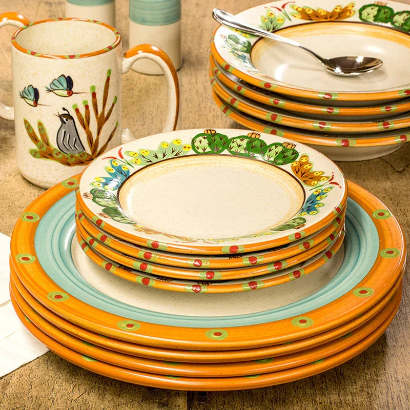 Rustic western dinnerware set with desert design, American made tableware
