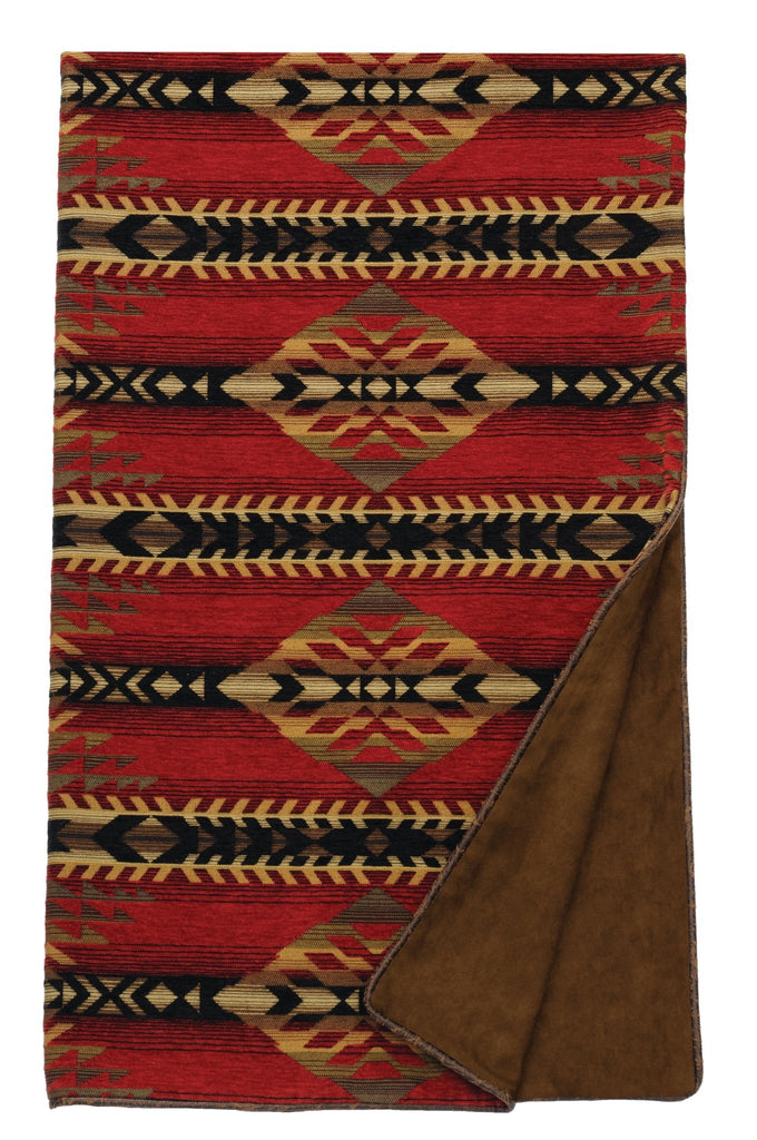 Southwest Sorrel Throw Blanket. Red, tan, black, reversible. Made in the USA. Your Western Decor