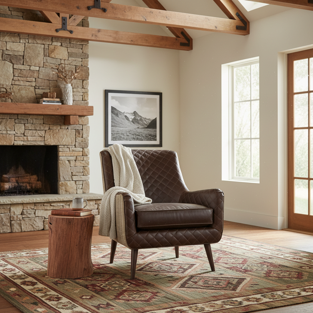 diamond quilted leather accent chair espresso leather and fabric armchair