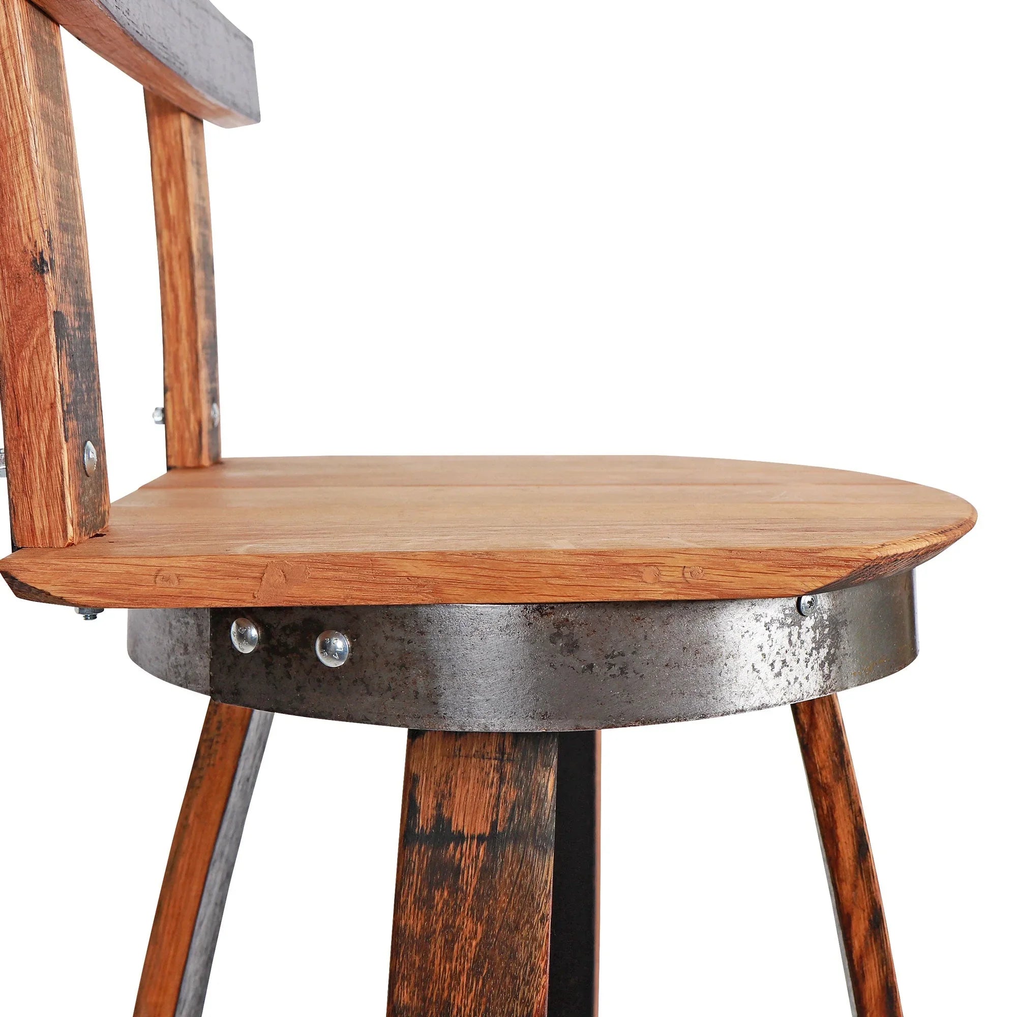 Steel band around swivel bar stool seat - Your Western Decor