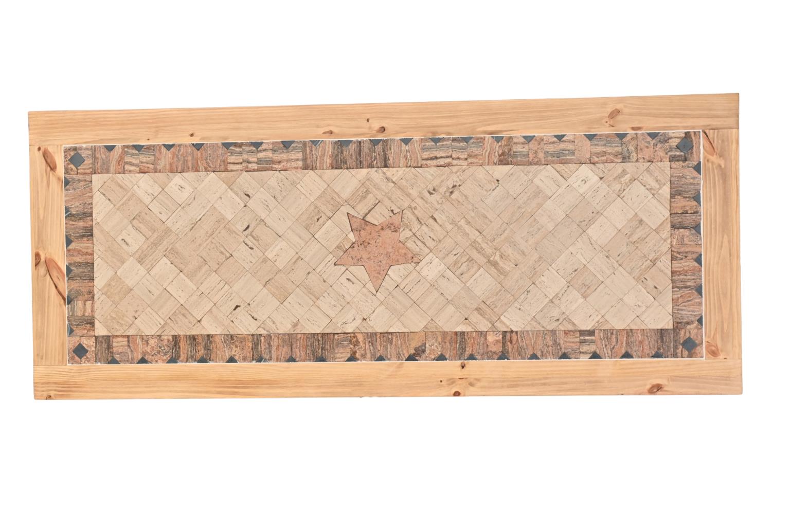 Stone inlay detail on western table top